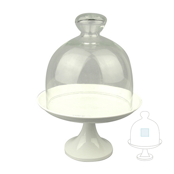 Metal Cake Stand with Glass Dome and Support